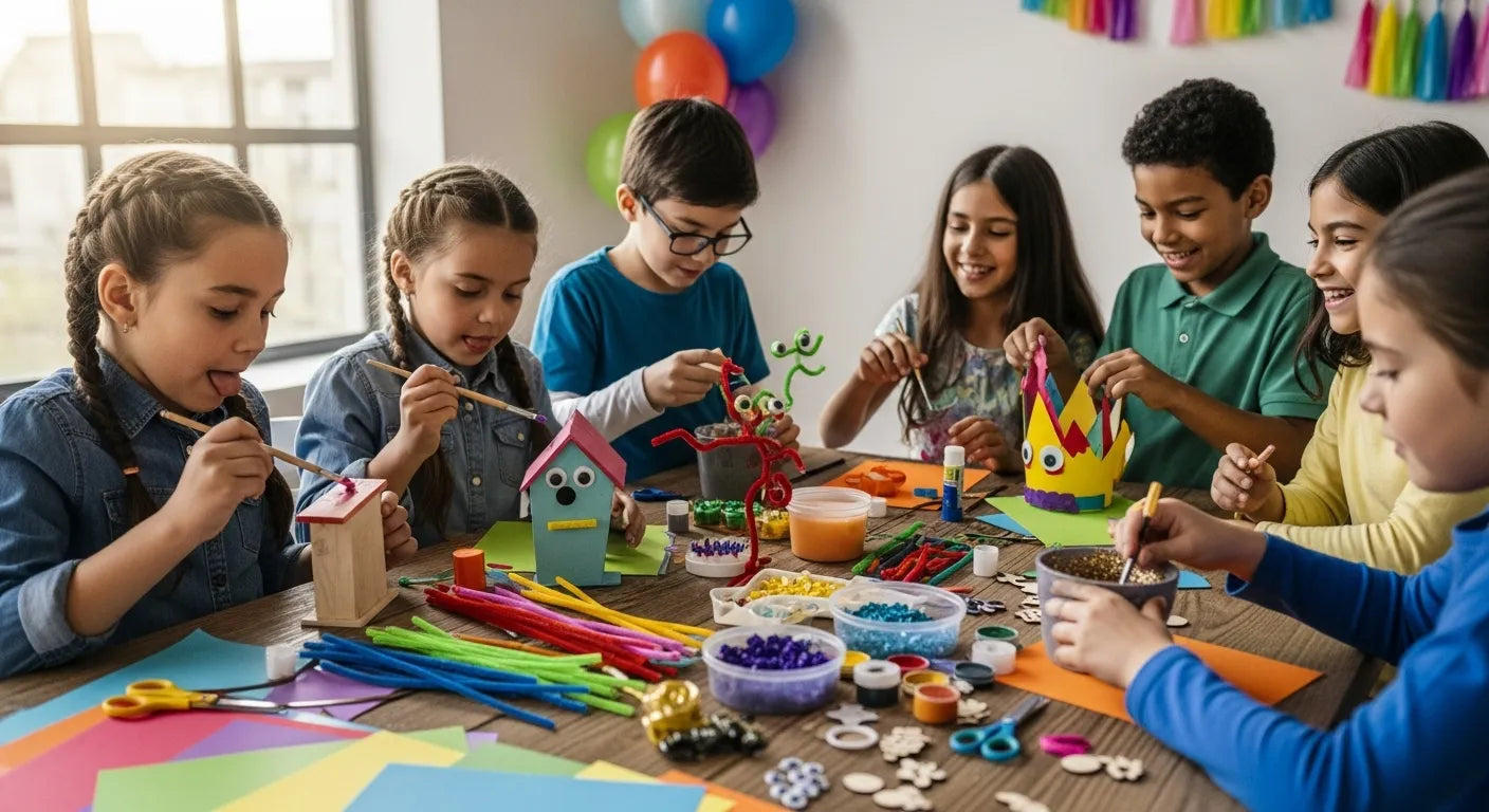 Luxe Craft Bar table with paints, beads, and take-home crafts
